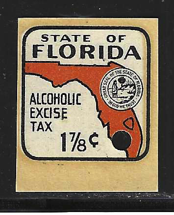 Fl liquor L25S 1-7/8¢ orange on cream card MNH VF w/ punched hole