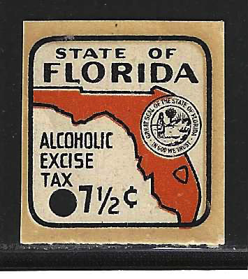 Fl liquor L26S 7-1/2¢ orange on cream card MLH VF w/ punched hole 