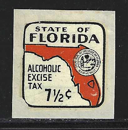 Fl liquor. L26a 7-1/2¢ orange on unlisted white card MNH VF