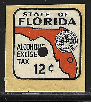 Fl liquor L27S 12¢ on cream card MLH VF w/ punched hole 