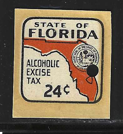 Fl liquor L29S 24¢ on cream card MNH VF w/ punched hole