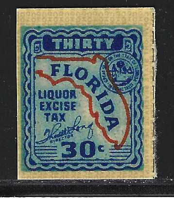 Fl liquor L44 30¢ blue & orange MLH VF