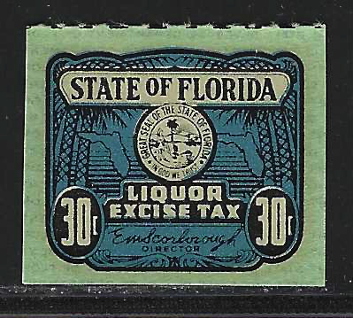 Fl liquor L62 30¢ blue & white MLH VF