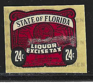 Fl liquor L83 24¢ red & white MNH VF w/ minor adhering white paper