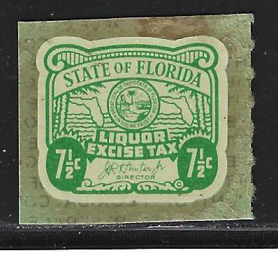 Fl liquor L111 7-1/2¢ green & white  w/ slight stainage at T MNH VF