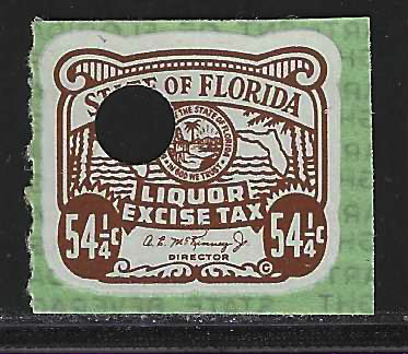 Fl liquor L122S 54-1/4¢ brown  MNH VF w/ punched hole 