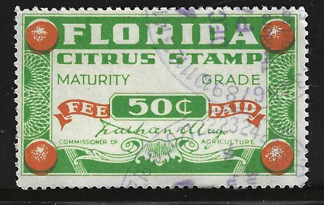 Fl citrus CF36 50¢ green & orange U VF 