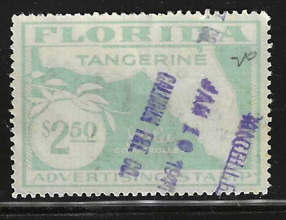 Fl tangerine TA16 $2.50 lt blue green U VF
