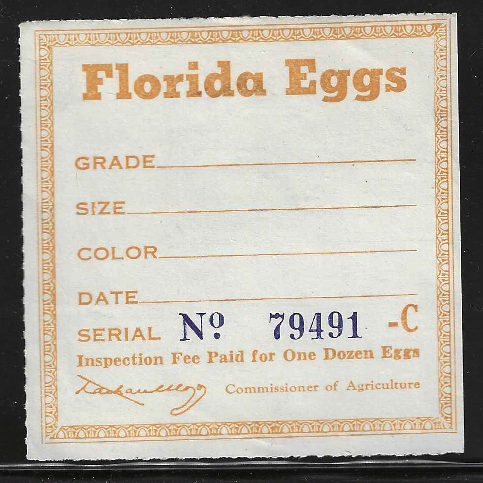 Fl egg carton E1 Florida Eggs (-C) orange MLH VF