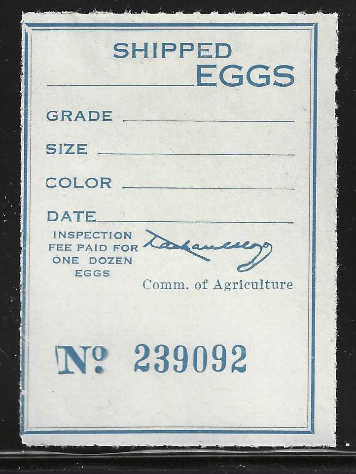 Fl egg carton E14a Shipped Eggs gray blue MLH F-VF