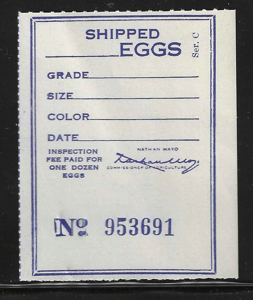 Fl egg carton E20 Shipped Eggs Ser. C blue MNH VF