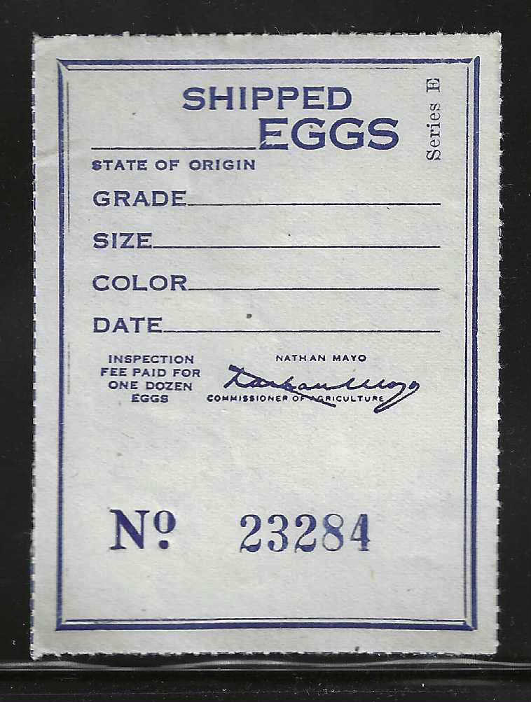 Fl egg carton E21 Shipped Eggs Series E blue MNH VF