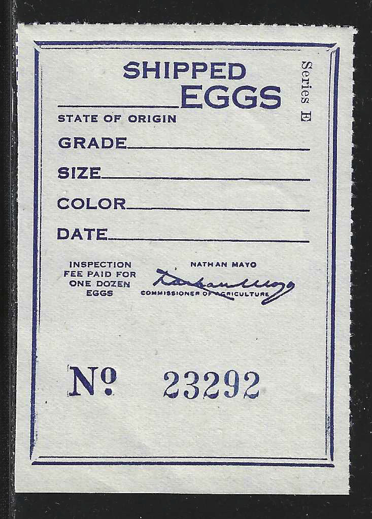 Fl egg carton E22 Shipped Eggs Series E blue MNH VF