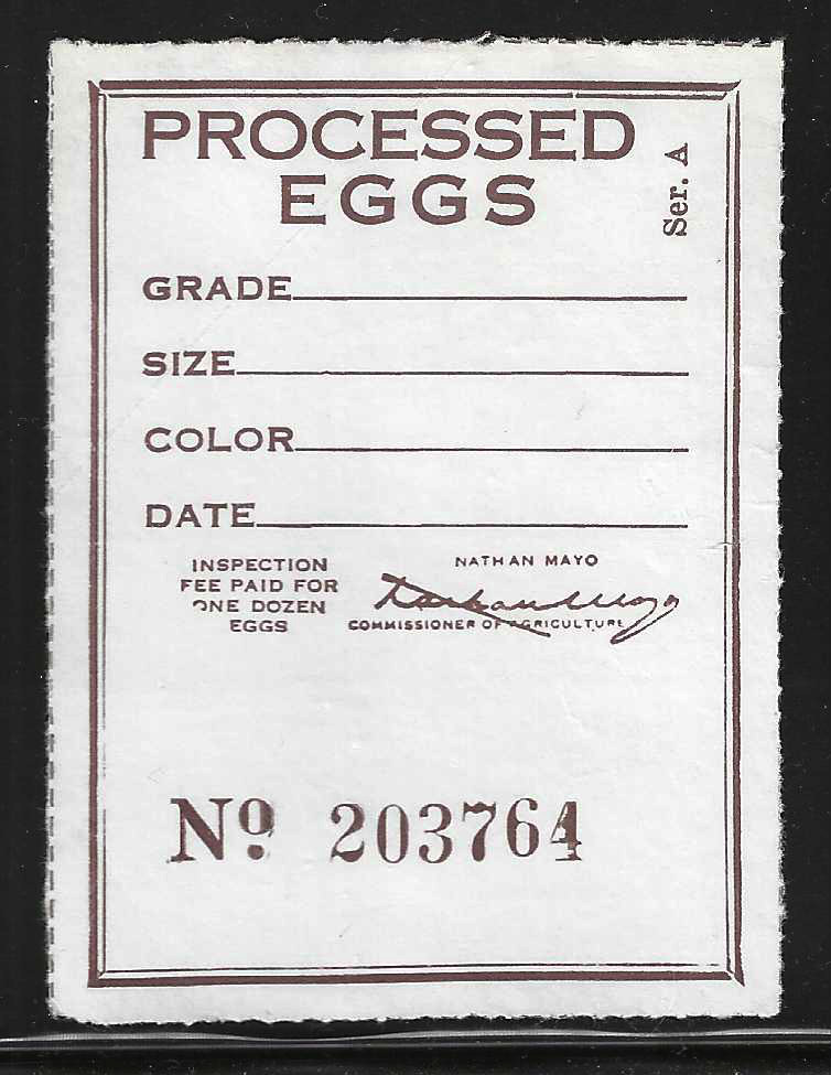 Fl egg carton E23 Processed Egg Ser. A  brown MNH VF