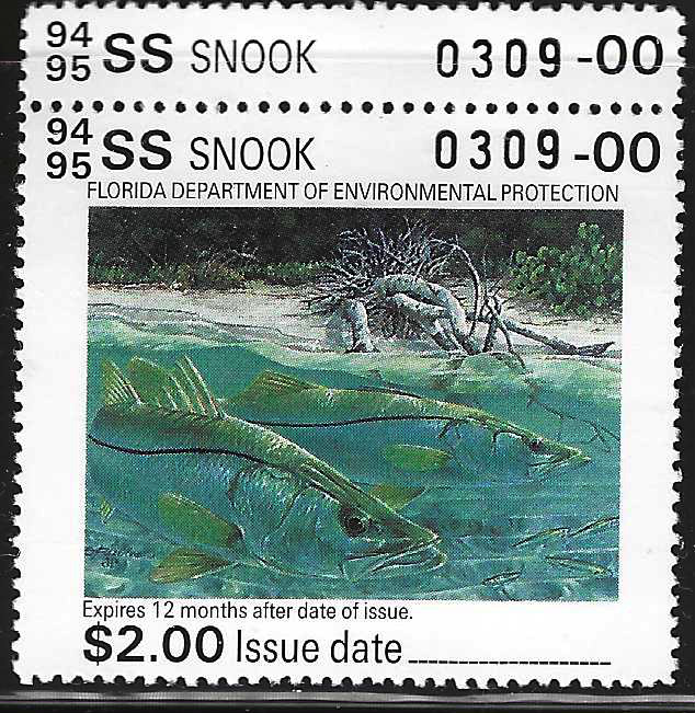 Fl snook stamp FL-SK6 1994-95 $2.00 multicolored MNH VF