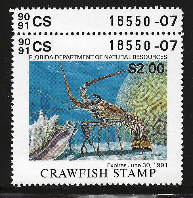 Fl crawfish stamp FL-CF2 1990-91 $2.00 multicolored MNH VF