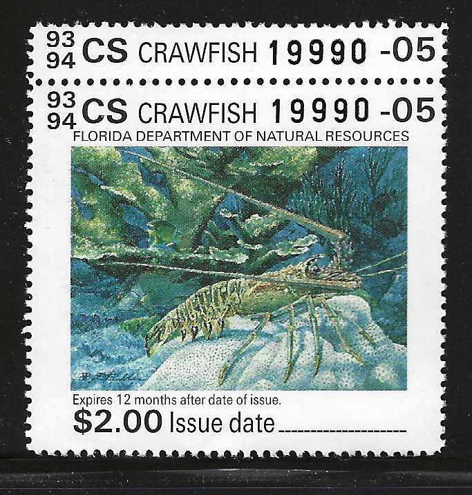 Fl crawfish stamp FL-CF2 1993-94 $2.00 multicolored MNH VF