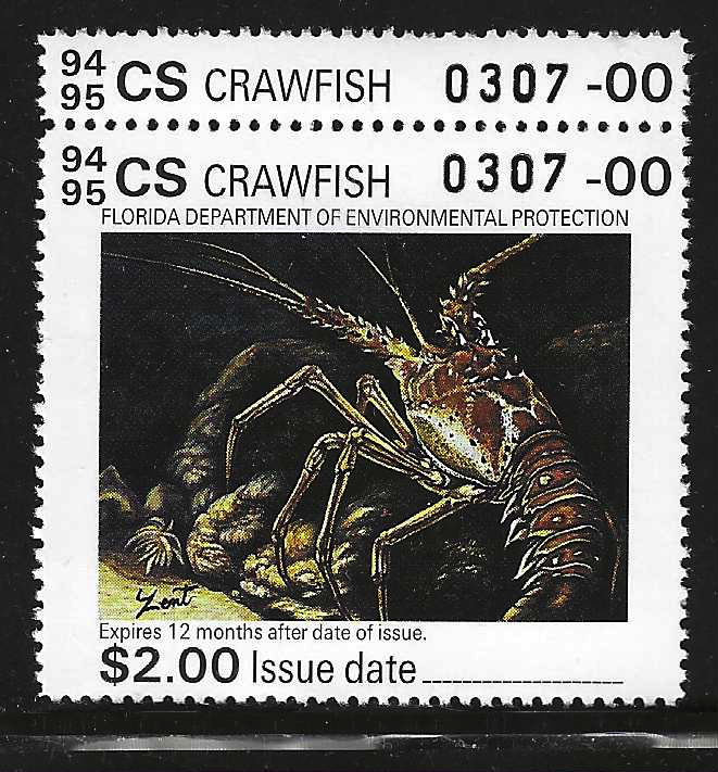 Fl crawfish stamp FL CF6 1994-95 $2.00 multicolored MNH VF