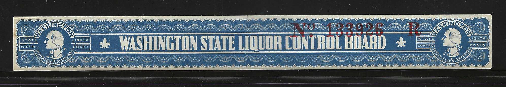 Wa liquor seal LS3 no value blue W/ serial letter "R" MNH VF w/ minor creases & sm tear