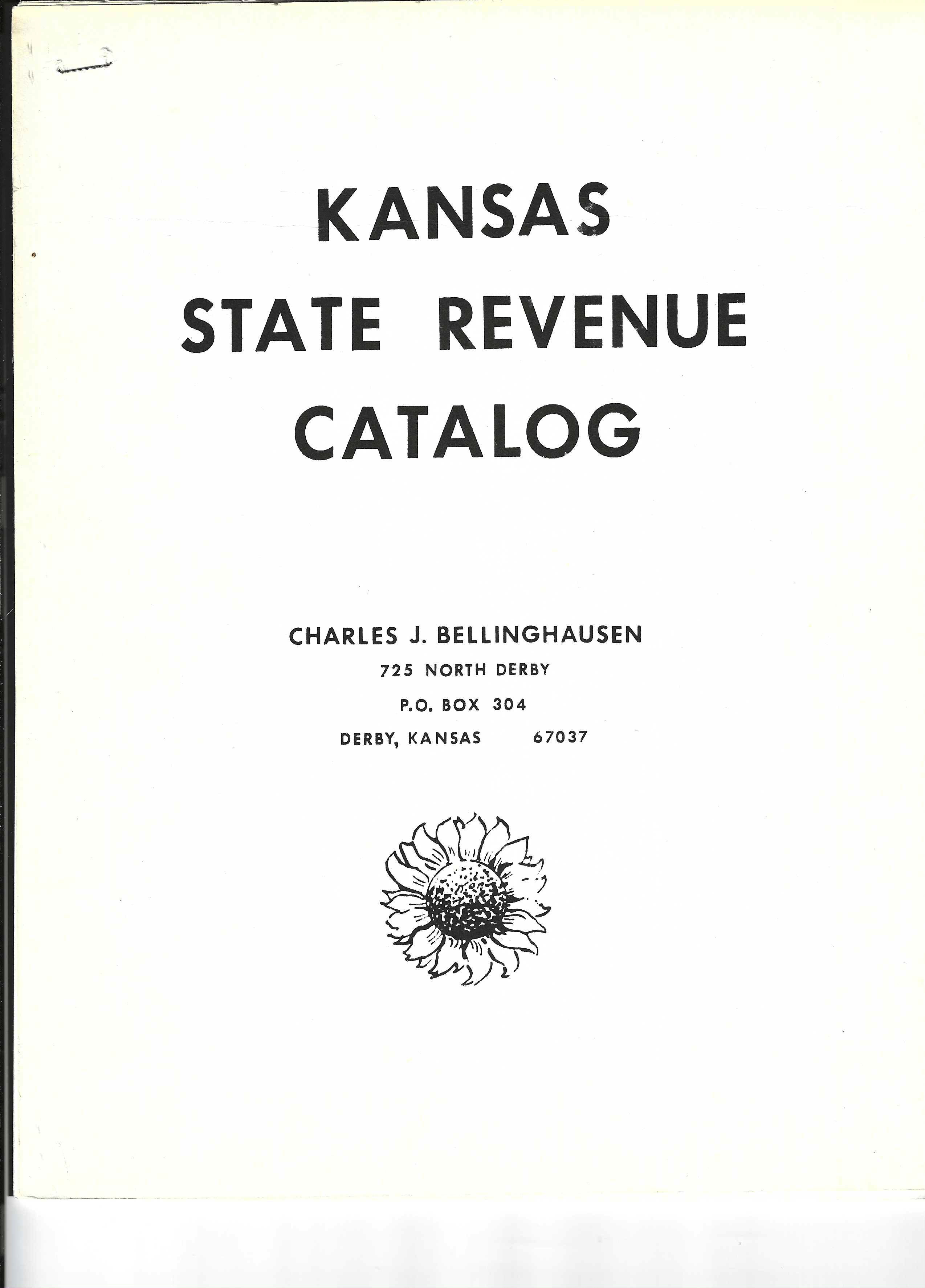 publication Kansas State Revenue Catalog by Charles Bellinghausen 1971